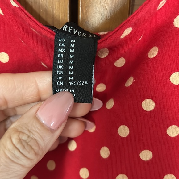 Forever 21- Red polka dot peplum mini dress - M - Picture 4 of 5